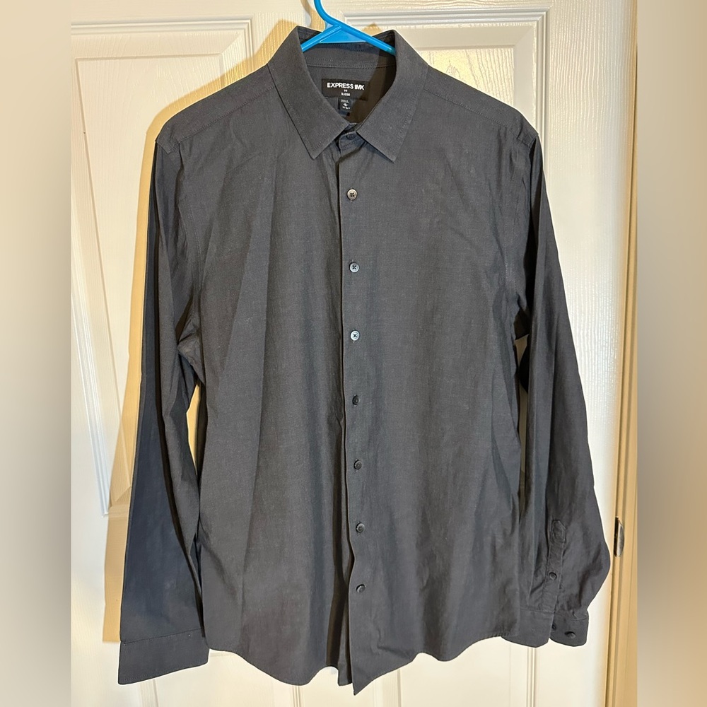 Men’s Express Charcoal Dress Shirt Classic Point Collar